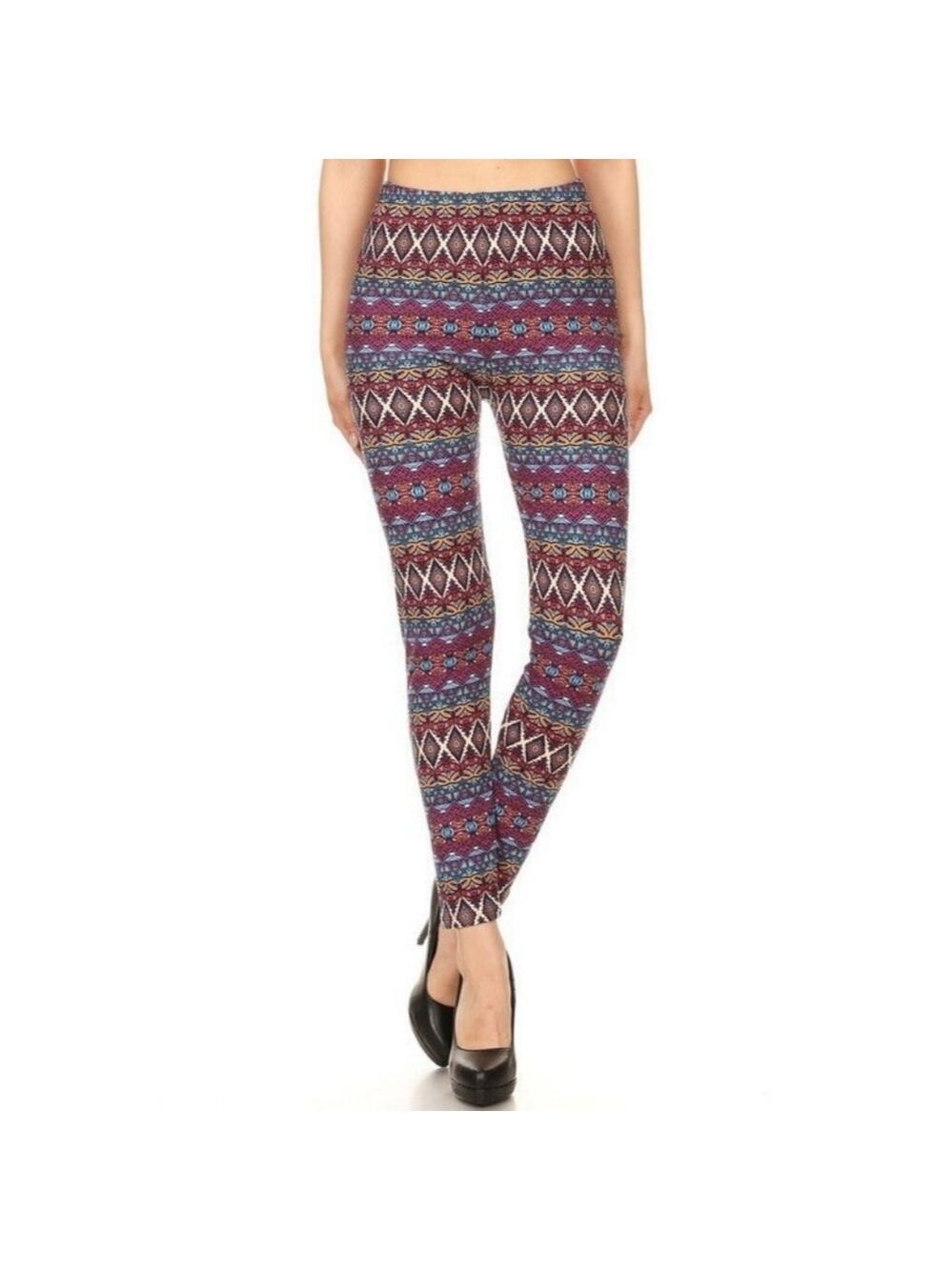 LEGGINGS DEPOT Multi Color Abstract Print full length Leggings Size 12 NWT